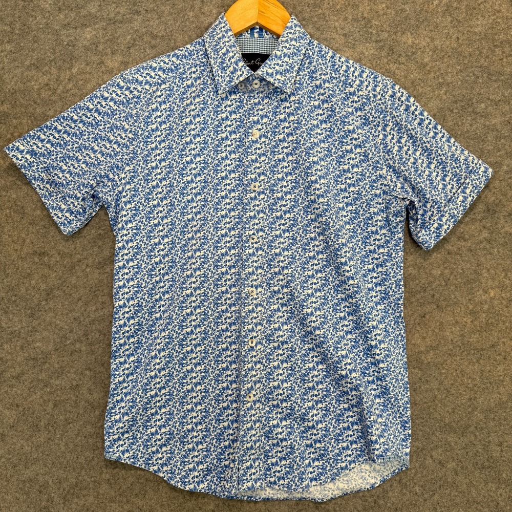 Robert Graham Modern Americana Button Shirt Mens Small Paisley Tailored Fit Blue